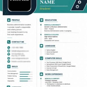 Teal Modern Student Professional Resume CV Template