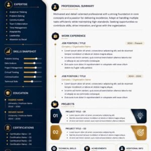 Golden Curled Corner Professional Resume CV Template