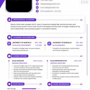 Manager Professional Resume CV Template