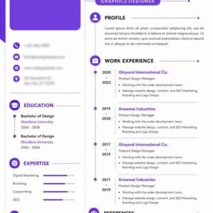 Olivia Purple Pro Graphic Designer Resume CV Template